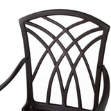 5 Pieces Garden Dining Set for 4, Cast Aluminium with Parasol Hole, Brown