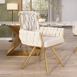 Velvet Swivel Dining Chair - Luxury Armchair, Beige