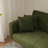 Convertible Sofa Bed with Adjustable Backrest - Modern Recliner Sofa with Gold Legs and Storage Pockets, Green