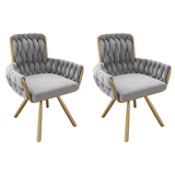 Set of 2 Velvet Swivel Dining Chairs - Armchairs, Grey