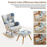 Teddy Rocking Chair with Solid Wood Legs - High Back Recliner Chair for Living Room or Bedroom