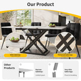 Extendable Dining Table 120-160cm - White Marble Effect Top, Black Cross Legs