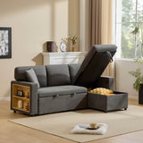 3 Seater L-Shaped Sofa Bed – Pull-Out Corner Couch with Open Storage, Bed Box and Shelf
