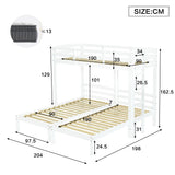 3ft Triple Sleeper Bunk Bed with Side Ladder ¨C White Wooden Bed for Kids & Teens