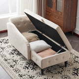 Velvet Chaise Lounge Sofa with Storage – Modern Upholstered Couch, Button-Tufted, Living Room