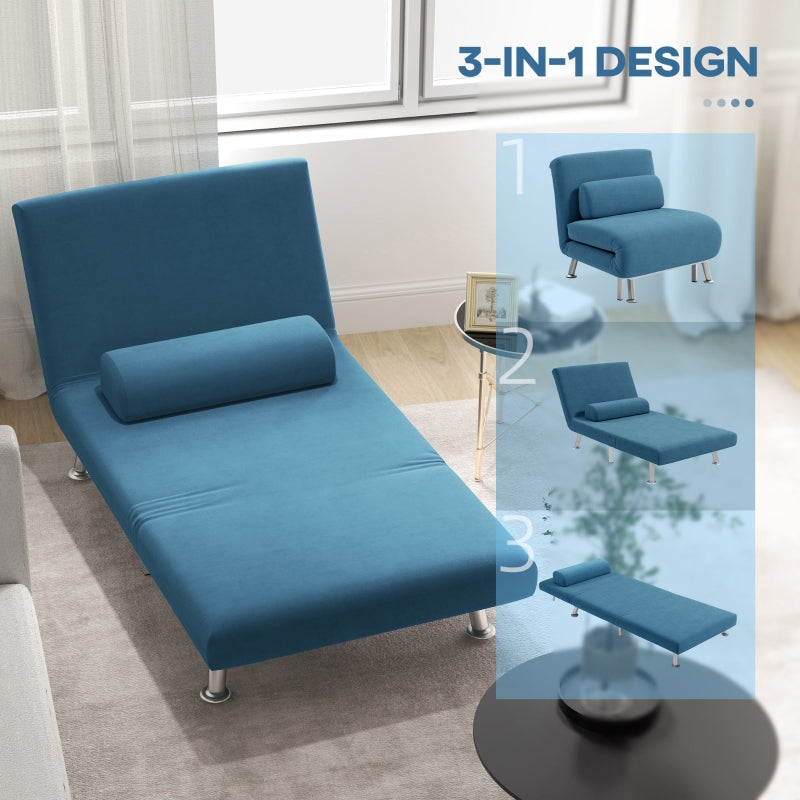 Single Sleeper Chair - Velvet-Feel, Blue