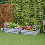 Raised Garden Bed, Elevated Galvanised Planter Box for Flowers, Herbs, Set of 2, Grey