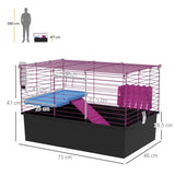 Small Animal Cage, Pet Playhouse with Platform and Ramp, 71 x 46 x 47cm