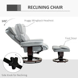 360?? Swivel Recliner Chair with Footstool, Manual Recliner Armchair, PU Leather Light Grey