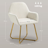 Modern Arm Chair Upholstered Accent Chair with Metal Base, Cream White