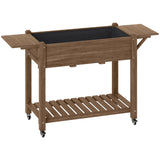 Raised Planter 46 x 94cm with Shelves - Carbonised Wood