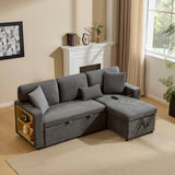 3 Seater L-Shaped Sofa Bed – Pull-Out Corner Couch with Open Storage, Bed Box and Shelf