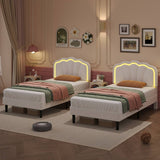 3ft Single LED Upholstered Bed – Velvet Bed Frame with Shell Headboard