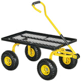Garden Trolley Cart: Heavy Duty, 10" Pneumatic Wheels, 150kg Capacity, Yellow