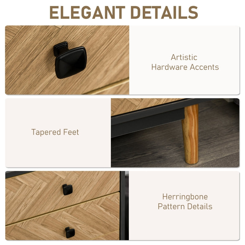 Chest of Drawers, 5-Drawer Storage Cabinet with Metal Handles