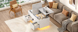 Lift-Top Coffee Table, High Gloss Centre Table with 2 drawers & LED lights, Lifting Sofa Side Table, Space-saving End Table,Tea Table,for Living Room, Office