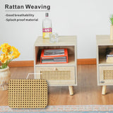 Set of 2 Solid Wood Side Cabinets - Freestanding Storage Cabinets
