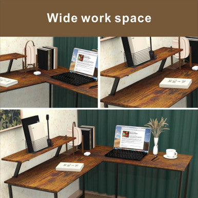 L-Shaped Black Computer Desk with Corner Workstation Table - DT-24612