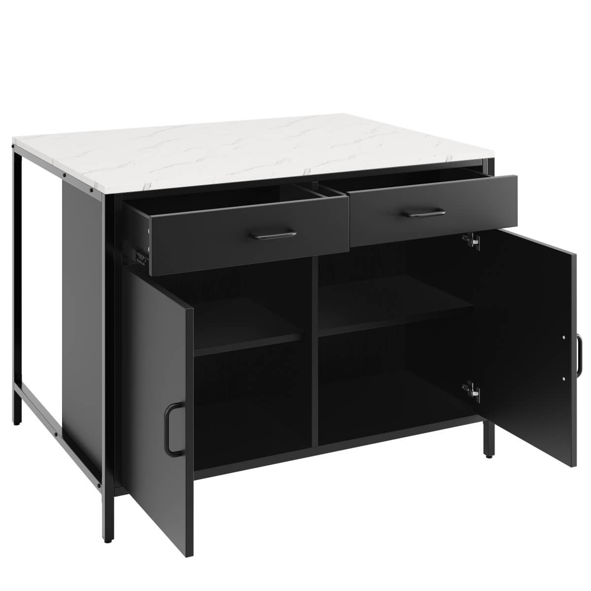 Standing Desk Bar Table - Modern Marble Effect Counter Height Table for Kitchen & Dining Room, Black