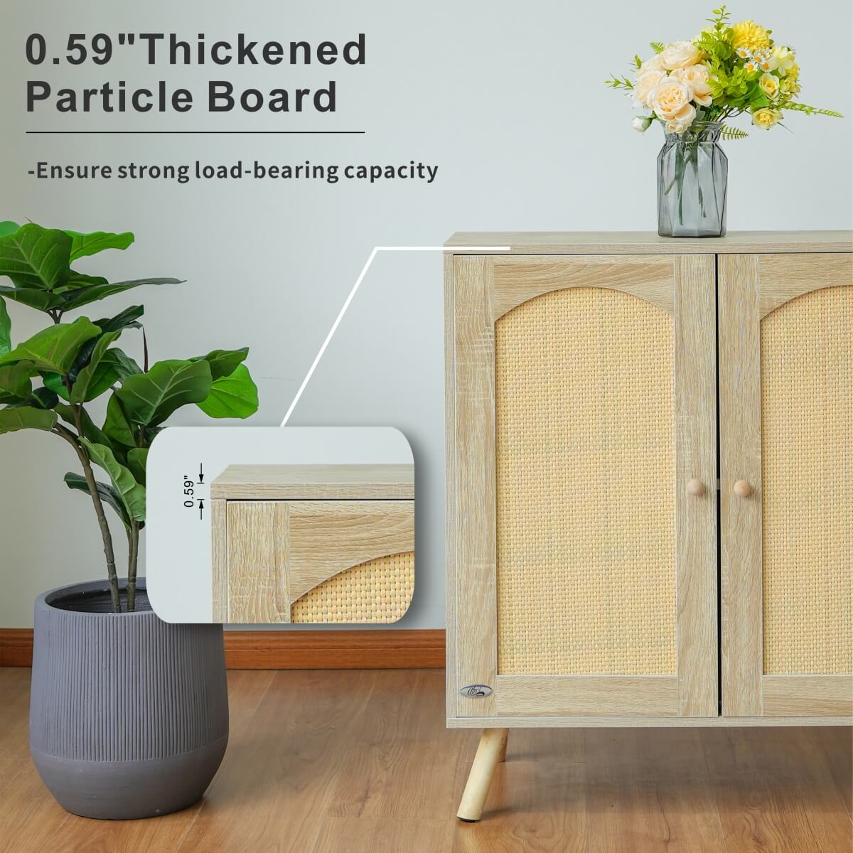 Solid Wood Storage Cabinet - Freestanding Storage Cupboard