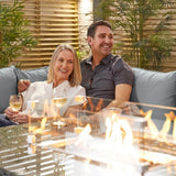 8-Seater Outdoor Corner Sofa Set with Rectangular Fire Pit Table and 3 Footstools - PAF-16591