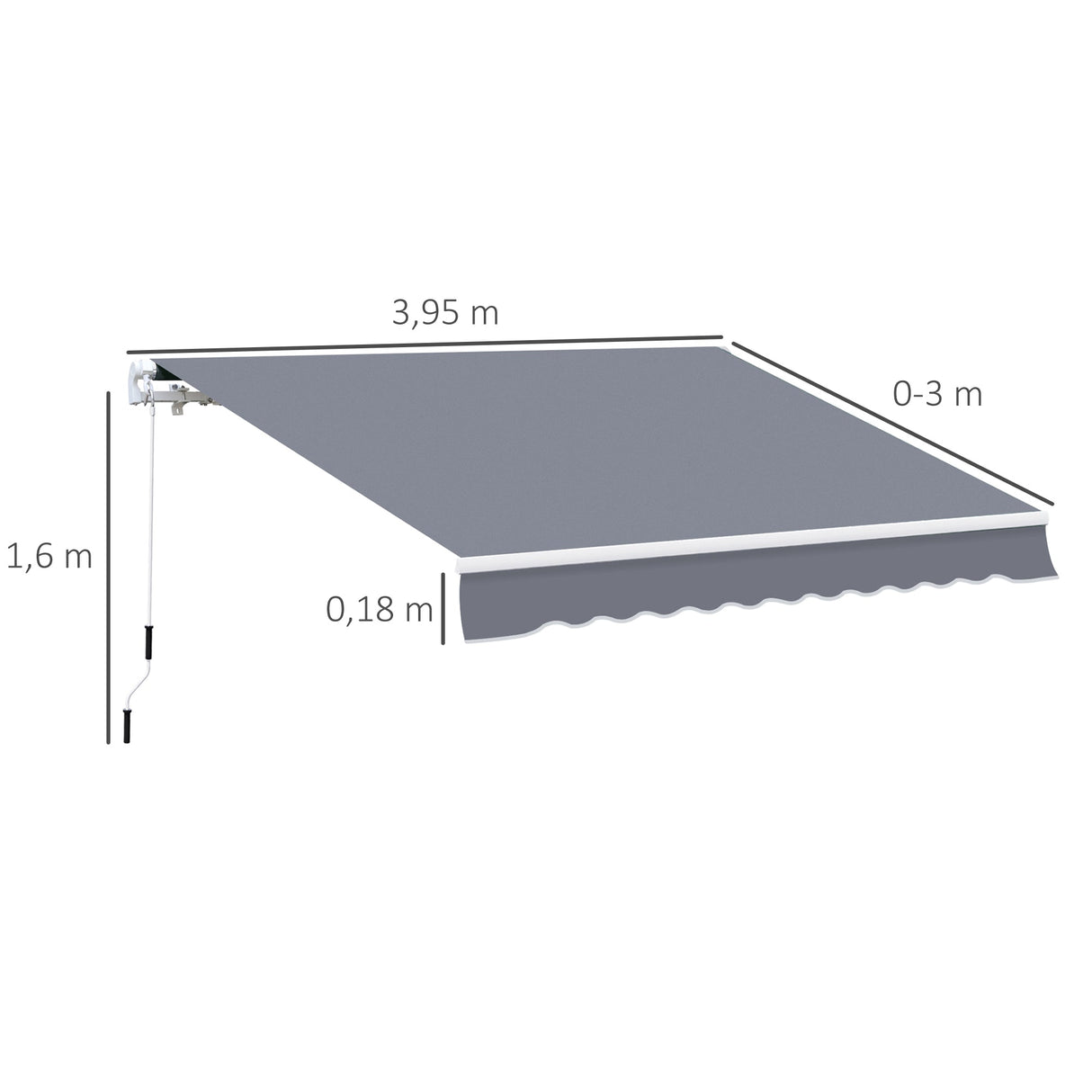 Manual Retractable Awning 4m x 3m - Grey
