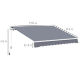 Manual Retractable Awning 4m x 3m - Grey