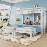 3ft Triple Sleeper Bunk Bed with Side Ladder ¨C White Wooden Bed for Kids & Teens