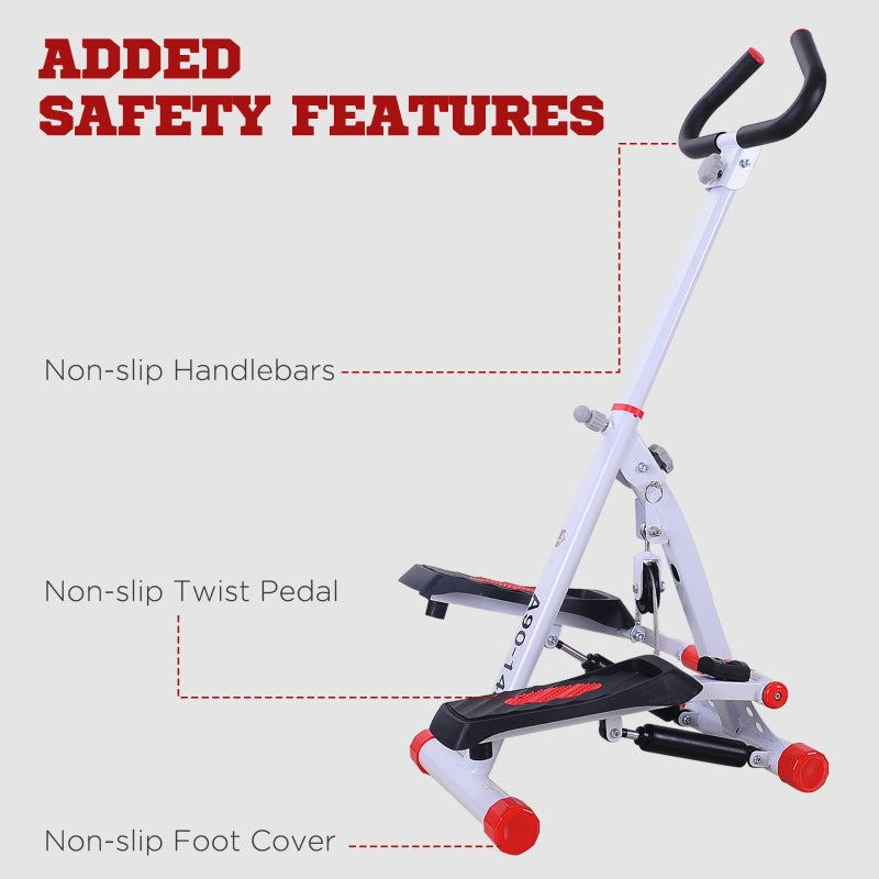 Stepper Workout Fitness Machine, Handle Hand Grip, Aerobic Exercise, Red