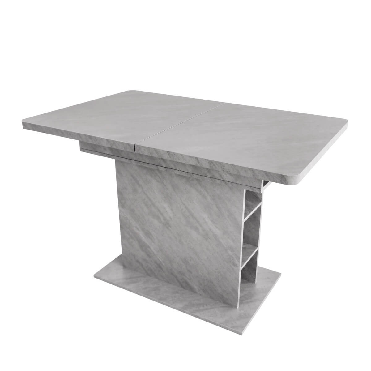 Extendable Dining Table with Storage - Space-Saving Rectangular Table with Metal Frame, Modern Multi-Functional Design, Grey