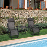 Folding Zero Gravity Chairs with Cup Holders, Reclining, Dark Grey