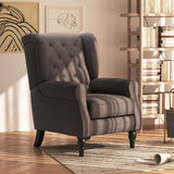 Wingback Accent Chair, Upholstered Button Tufted Occasional Chair, Brown