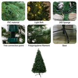 Artificial Christmas Tree with Colour LED Lights ¨C Realistic PVC Xmas Tree, Pre-Lit, 6ft & 7ft, Metal Stand