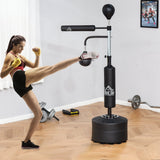 4-in-1 Boxing Punching Bag, Freestanding with Reflex Bar, Adjustable Height, Black