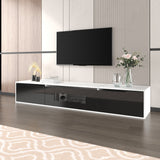 TV cabinet, high-gloss, white and black, with color-changing LED lights