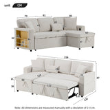 Corner Sofa Bed L-Shaped Extendable with Storage, Beige