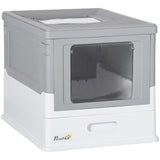 Hooded Cat Litter Box, Portable, Front Entry, Grey