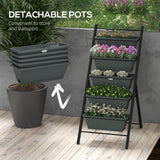 5-Tier Vertical Raised Garden Planter with 5 Container Boxes, Outdoor Plant Stand, Grey