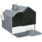 Cat Litter Tray Hooded with Scoop, Drawer, Handle, Deodorants, Hut Design, Front Entrance - Grey