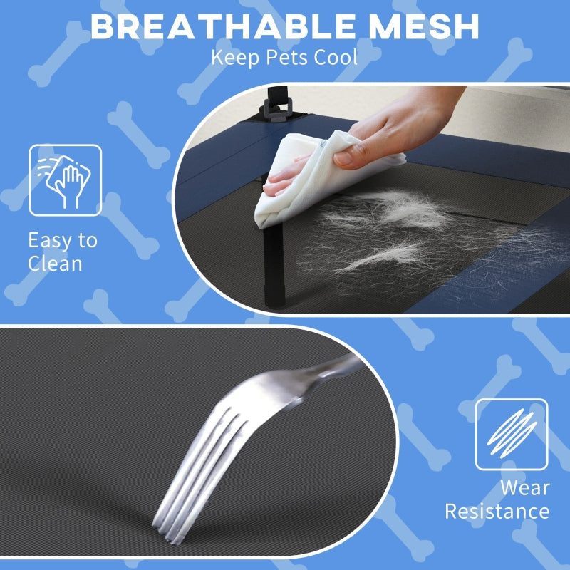 Cooling Raised Pet Bed, Washable Breathable Mesh, Dark Blue