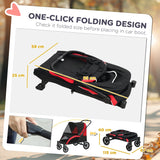 PawHut Pet Stroller for Large Dogs, Easy Folding, 4 Wheels, Black