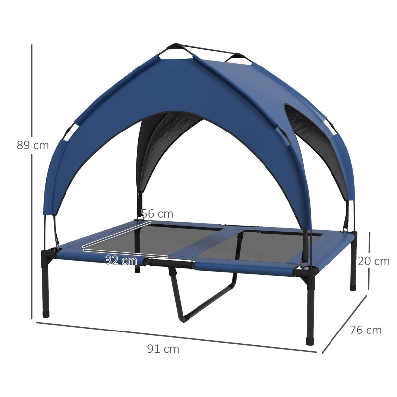 Cooling Raised Pet Bed, Washable Breathable Mesh, Dark Blue
