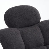 Soft Teddy Fabric Rocking Chair with Padded Seat and Headrest, Dark Grey