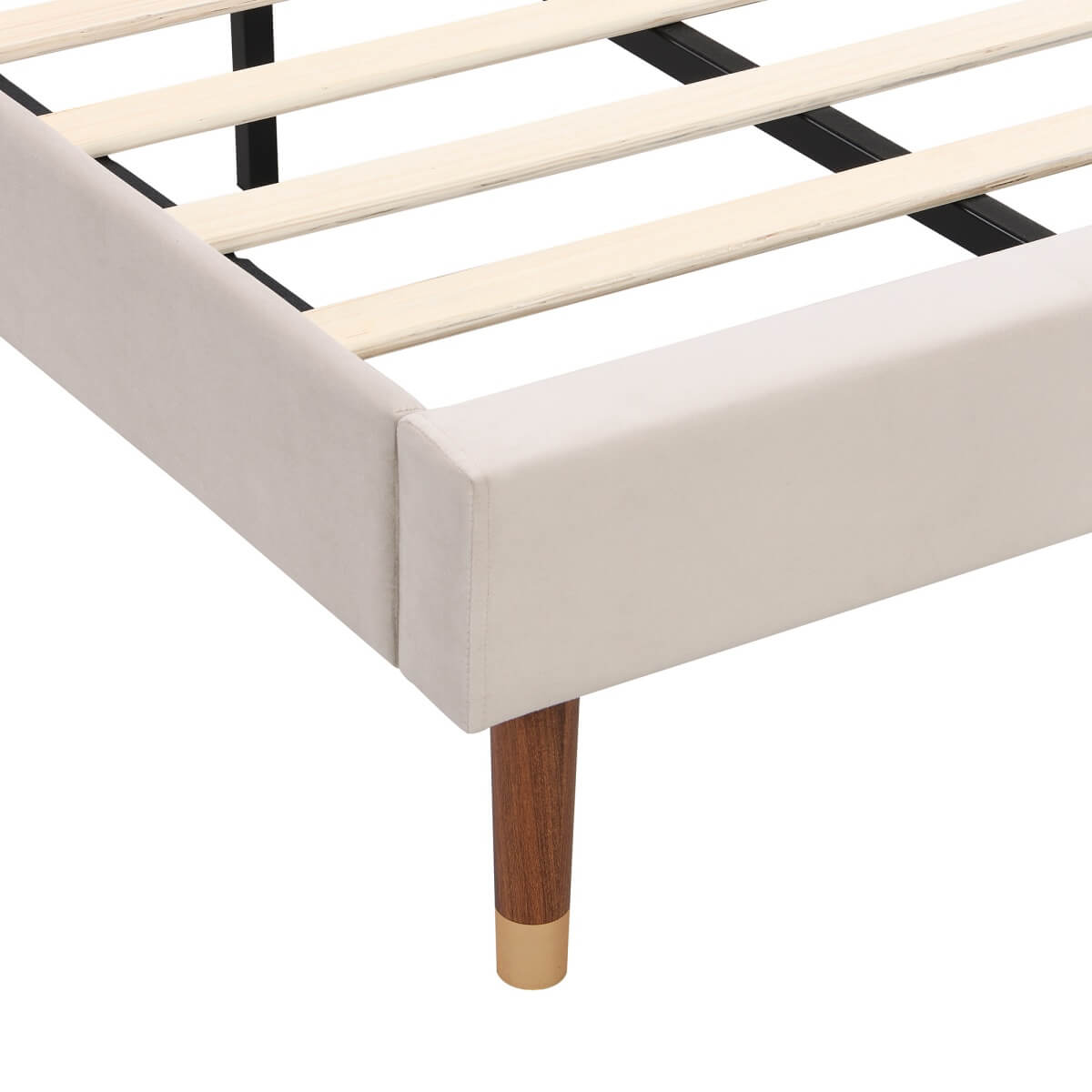 3ft Single Kids Bed - Velvet Upholstered Bed with Slatted Frame & Headboard