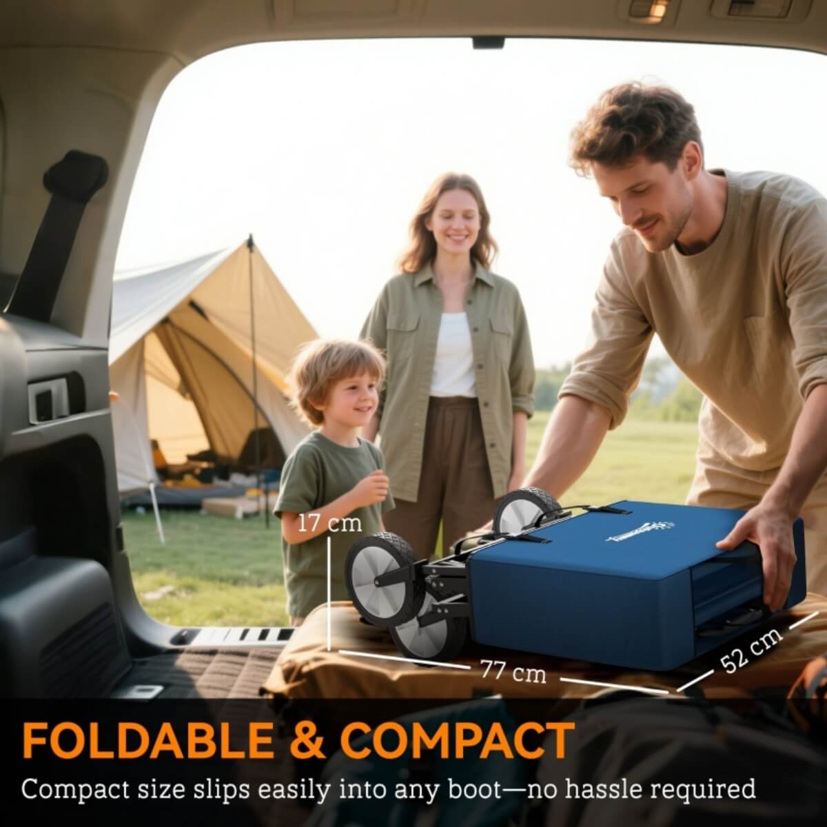 90L Folding Festival Trolley – Adjustable Handle, Portable Camping & Outdoor Cart