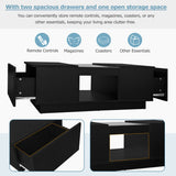 LED Coffee Table with Storage - 2 Tiers, 2 Drawers, Black