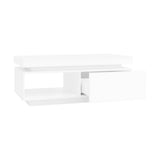 High Gloss Coffee Table – LED RGB Lights, Drawer Storage & Open Shelf, White