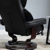 360?? Swivel Recliner Chair with Footstool, Manual Recliner Armchair, Black PU Leather