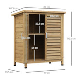 Garden Shed Wooden Storage Cabinet, 2 Door Fir Wood, Natural