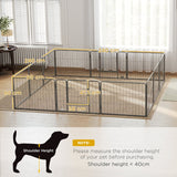 12 Panels Heavy Duty Puppy Playpen, Small Dogs Indoor Outdoor - Silver